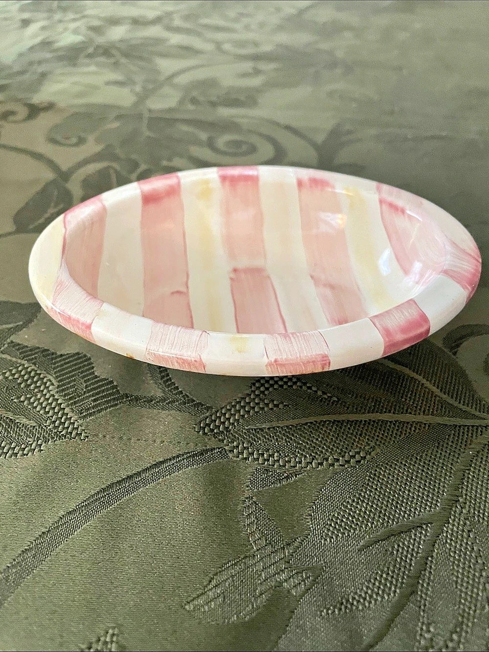 MacKenzie-Childs Bathing41 Pink Stripe Soap Dish